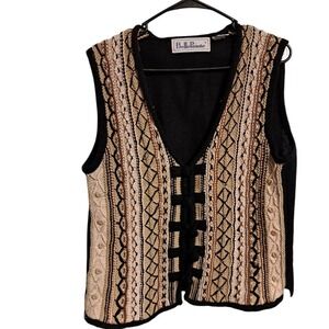 Belle Pointe SWEATER VEST Embroidery MEDIUM Vintage Comfy Boho Hippie embroidere